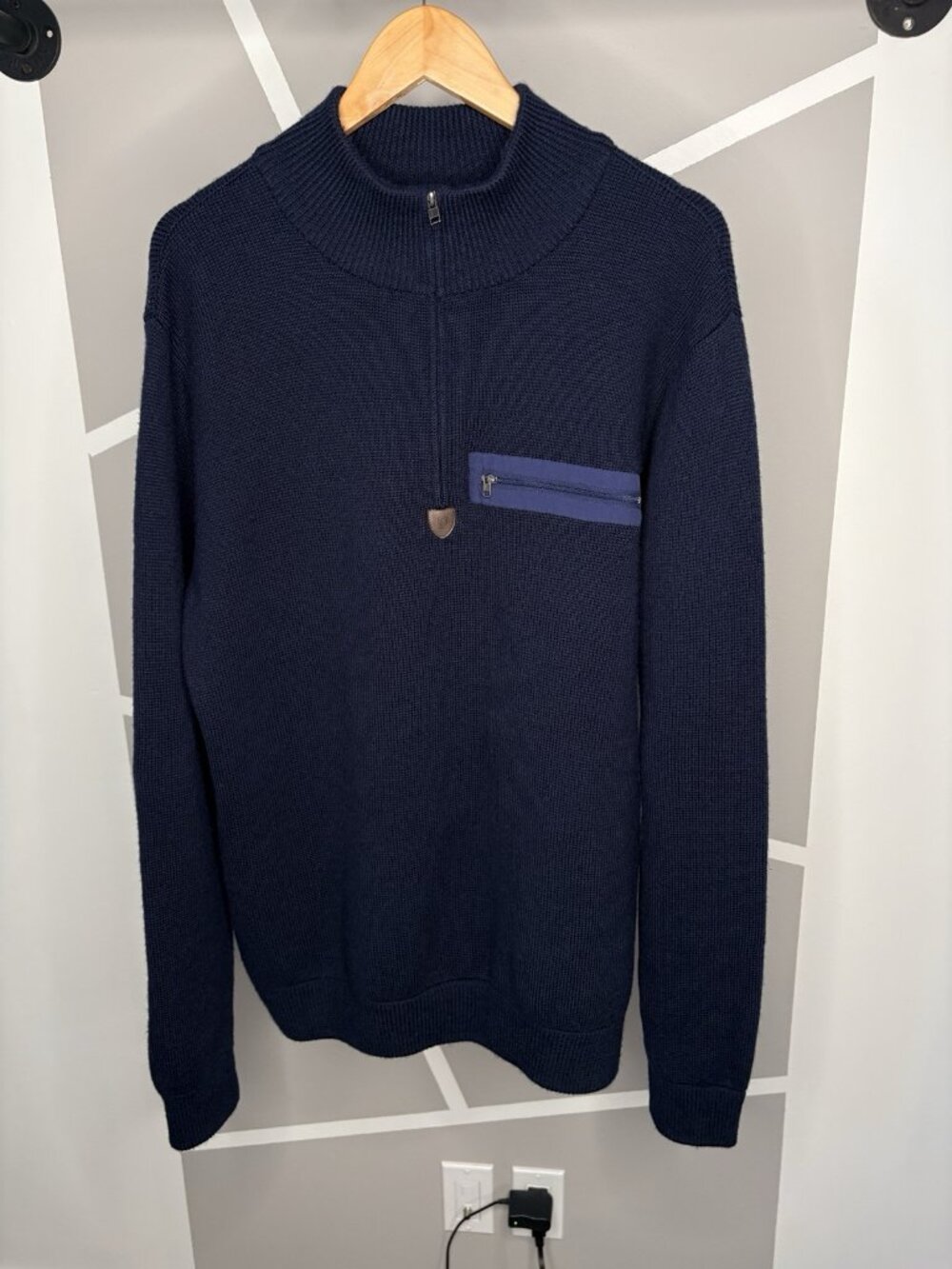 Patagonia Alpiniste Sweater Heavyweight Merino Wool Men’s XL Navy Blue ¼ Zip